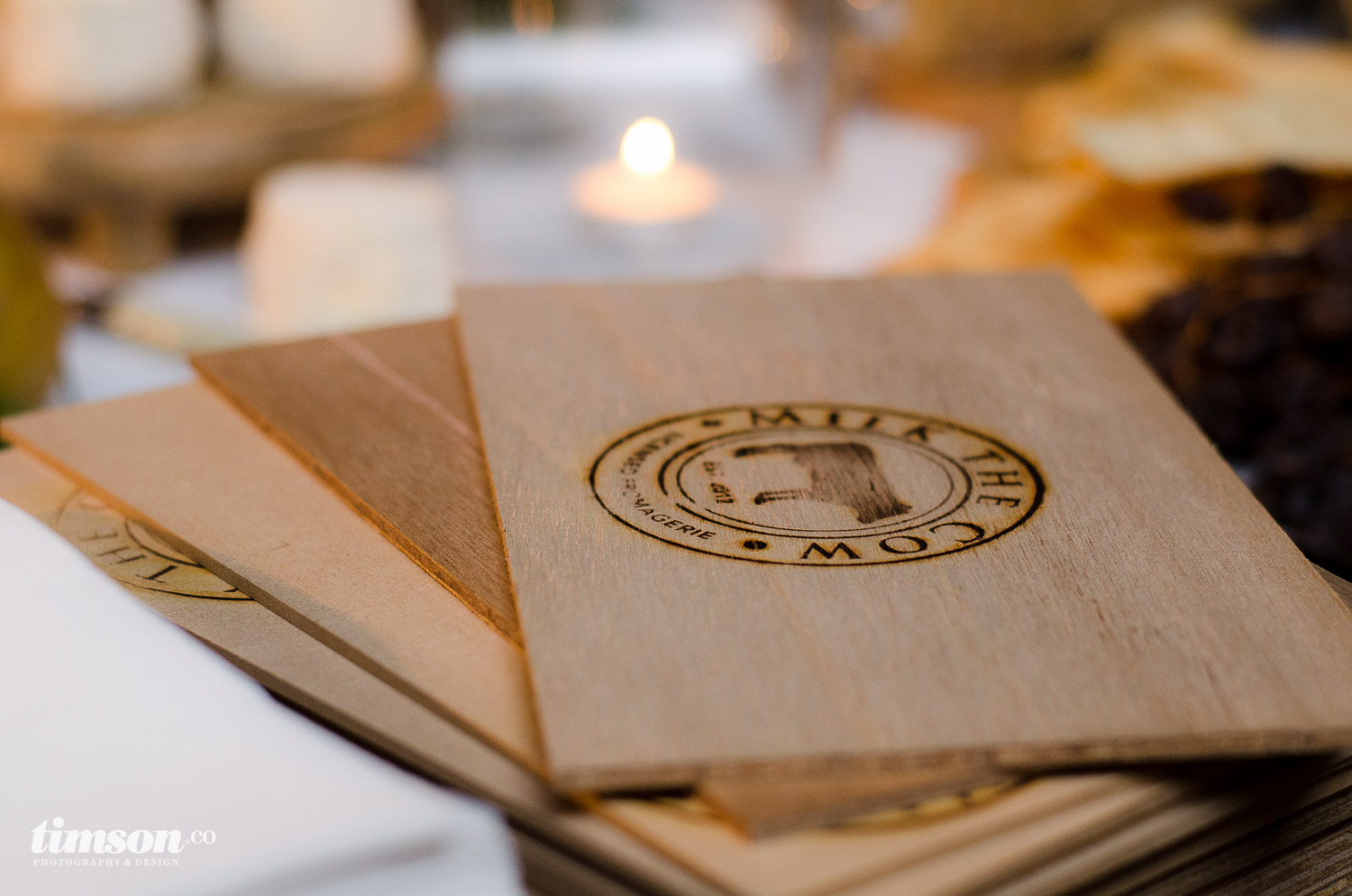 Branded wooden cheeseboards from Milk the Cow