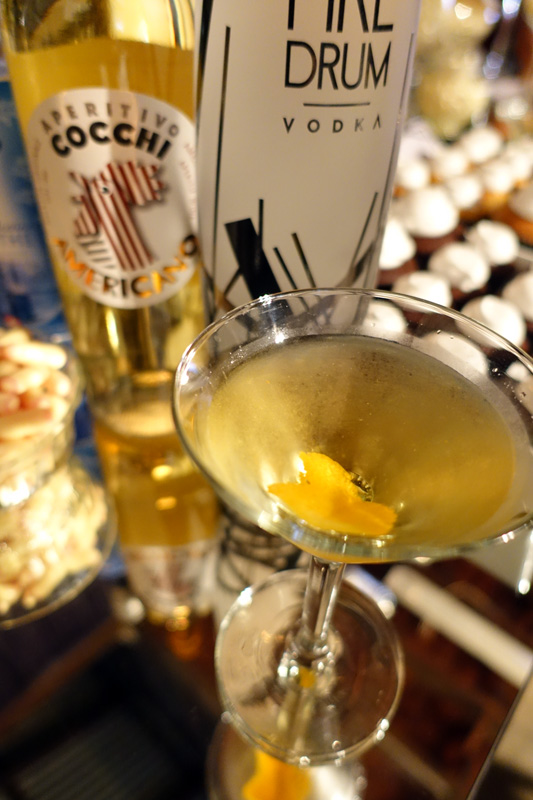 The Last Bastian Fire Drum Vodka Martini by Ben Luzz from Bar Ampere with Housemade honeycomb syrup and absinthe.